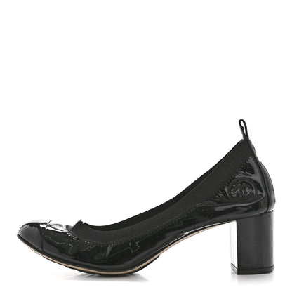 Chanel Patent CC Elastic Stretch Pumps 38 Black 1 of 10