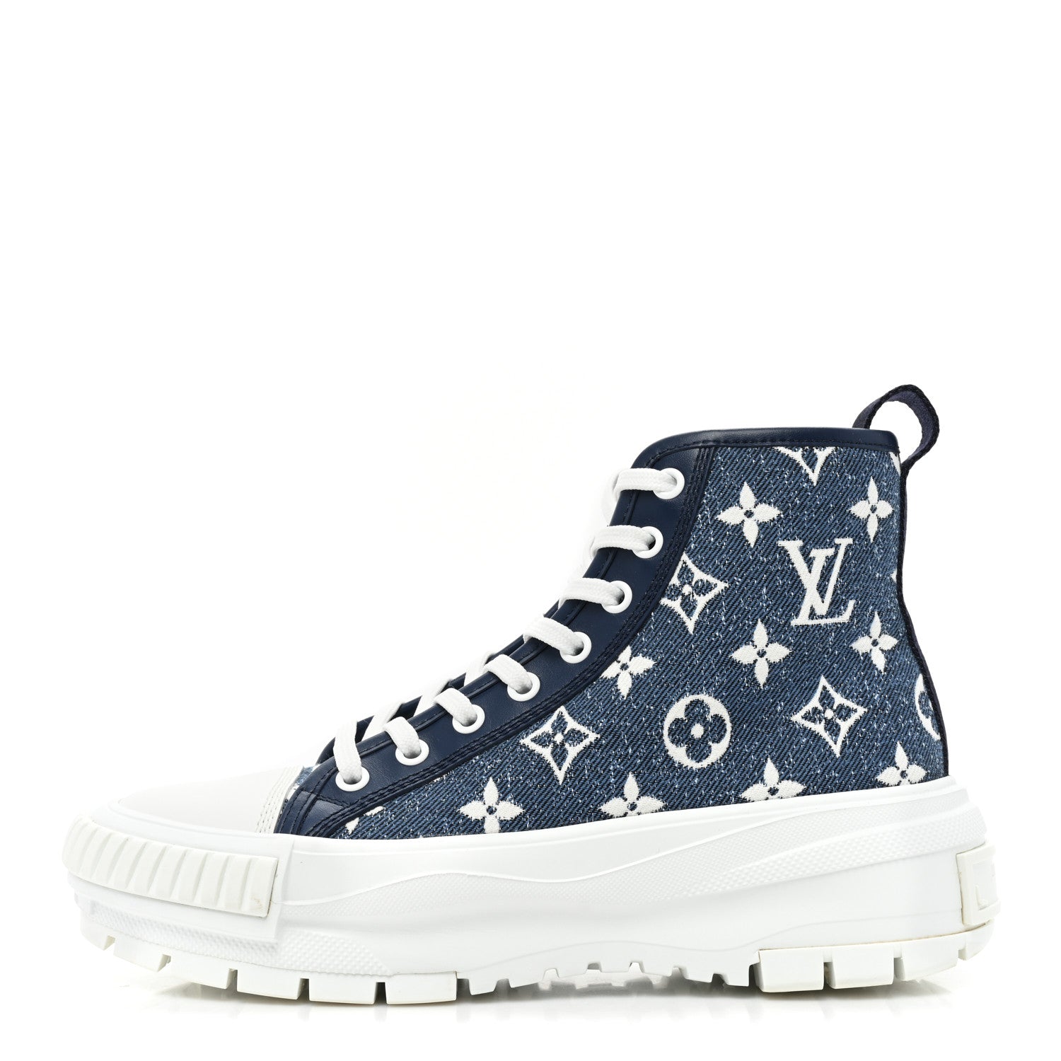 Louis Vuitton Denim Monogram Squad Sneaker Boots 35.5 Marine 1 of 9