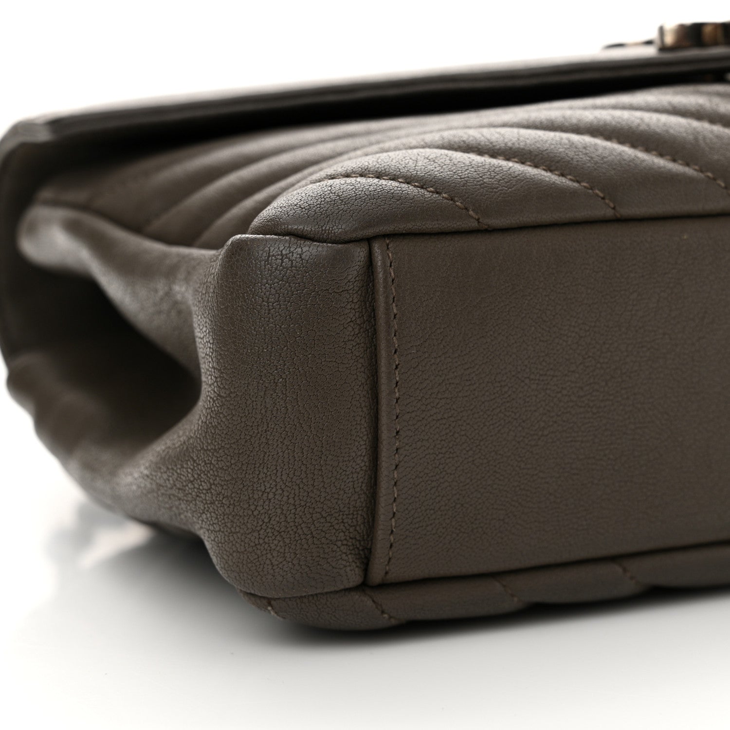 Saint Laurent Sheepskin Matelasse Chevron Monogram Medium College Bag Earth 9 of 11