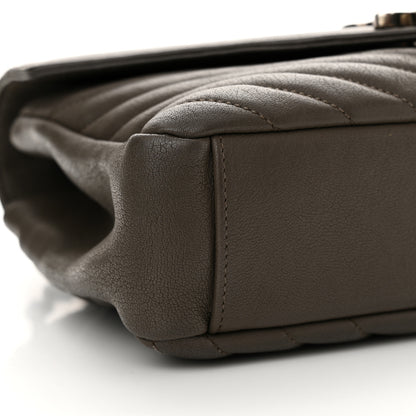 Saint Laurent Sheepskin Matelasse Chevron Monogram Medium College Bag Earth 9 of 11