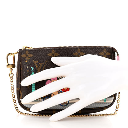 Louis Vuitton Monogram 2022 Christmas Animation Paris Mini Pochette Accessories Pink 2 of 9