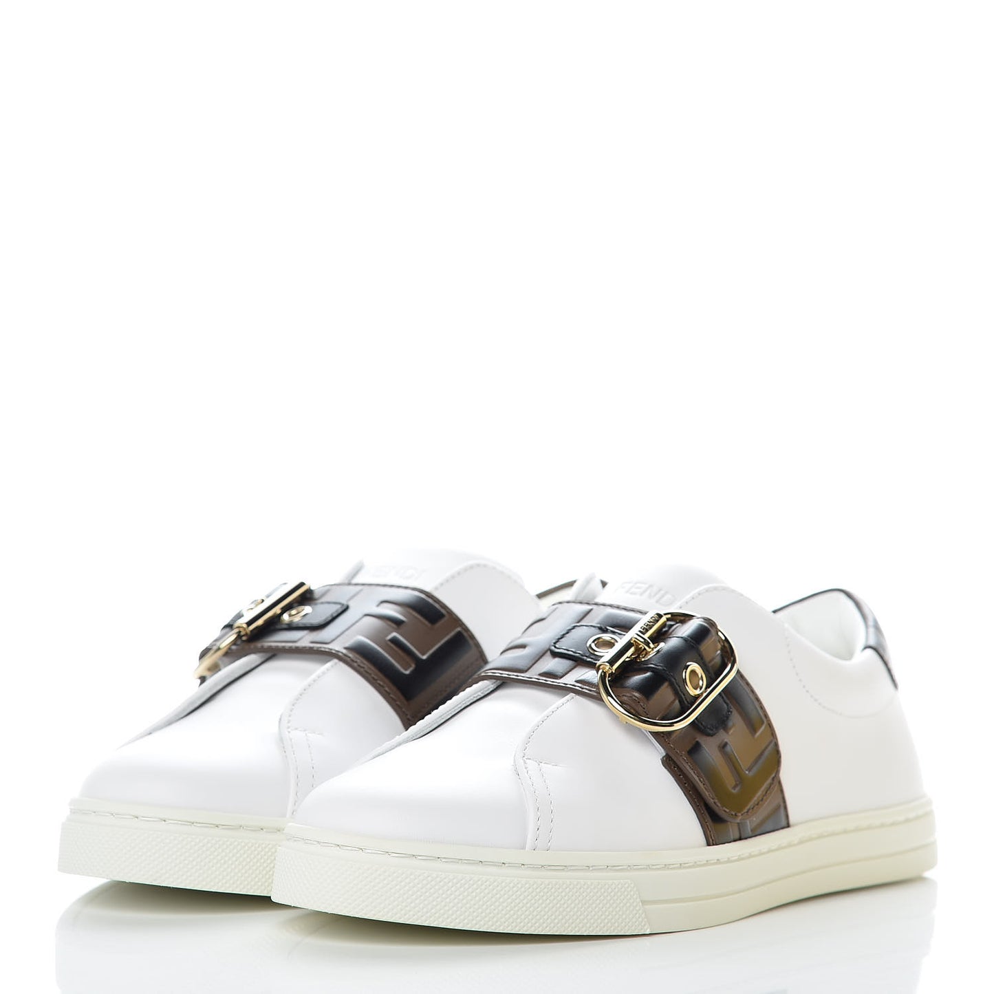 Vitello FF Embossed Womens Slip On Sneakers 36.5 Ultra White Maya Black