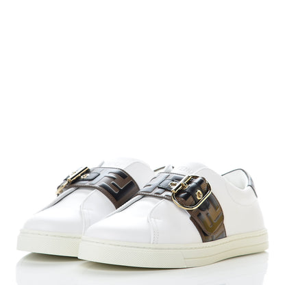 Fendi Vitello FF Embossed Womens Slip On Sneakers 36.5 Ultra White Maya Black 3 of 9