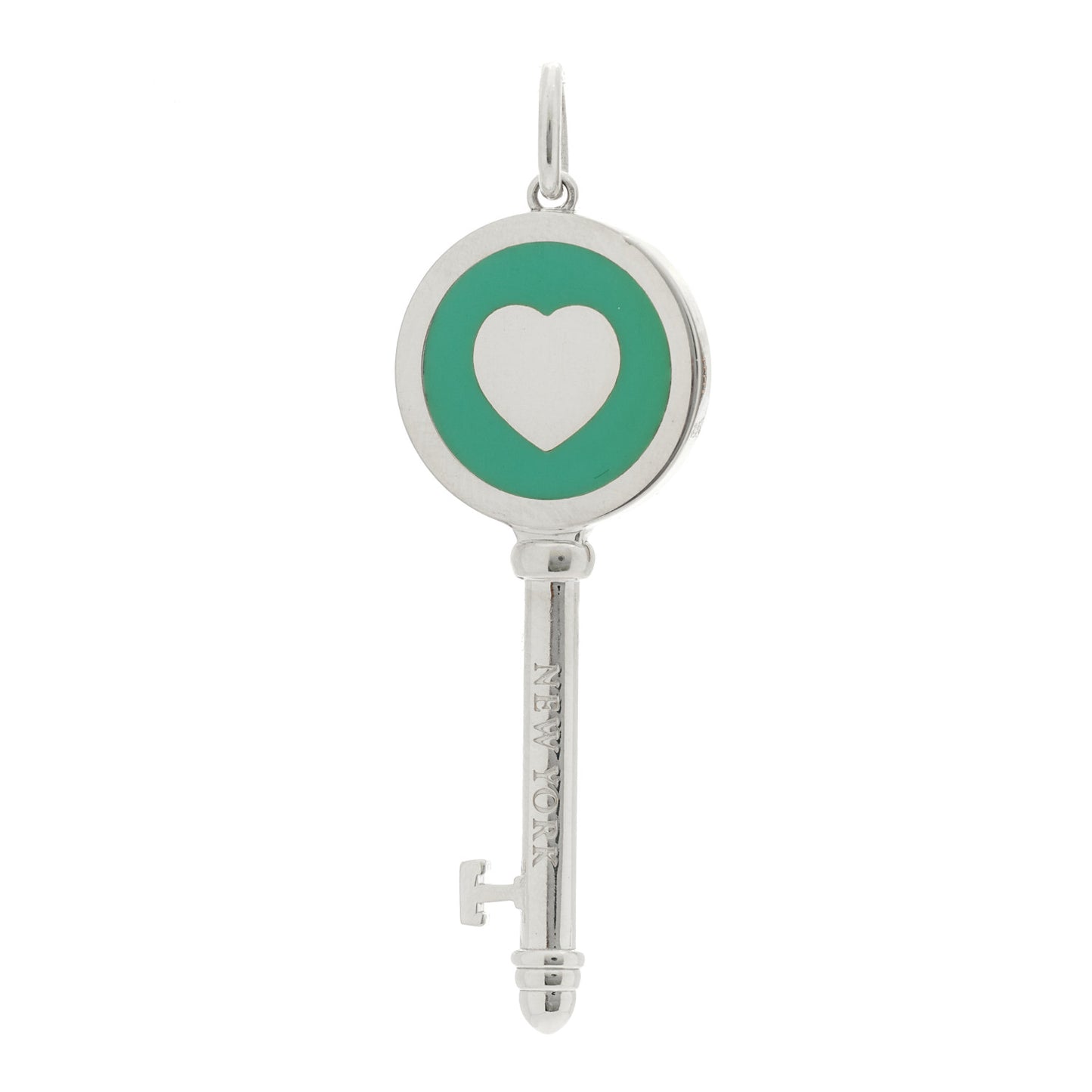 Sterling Silver Enamel Heart Key Pendant Blue