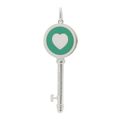 Tiffany Sterling Silver Enamel Heart Key Pendant Blue 1 of 5