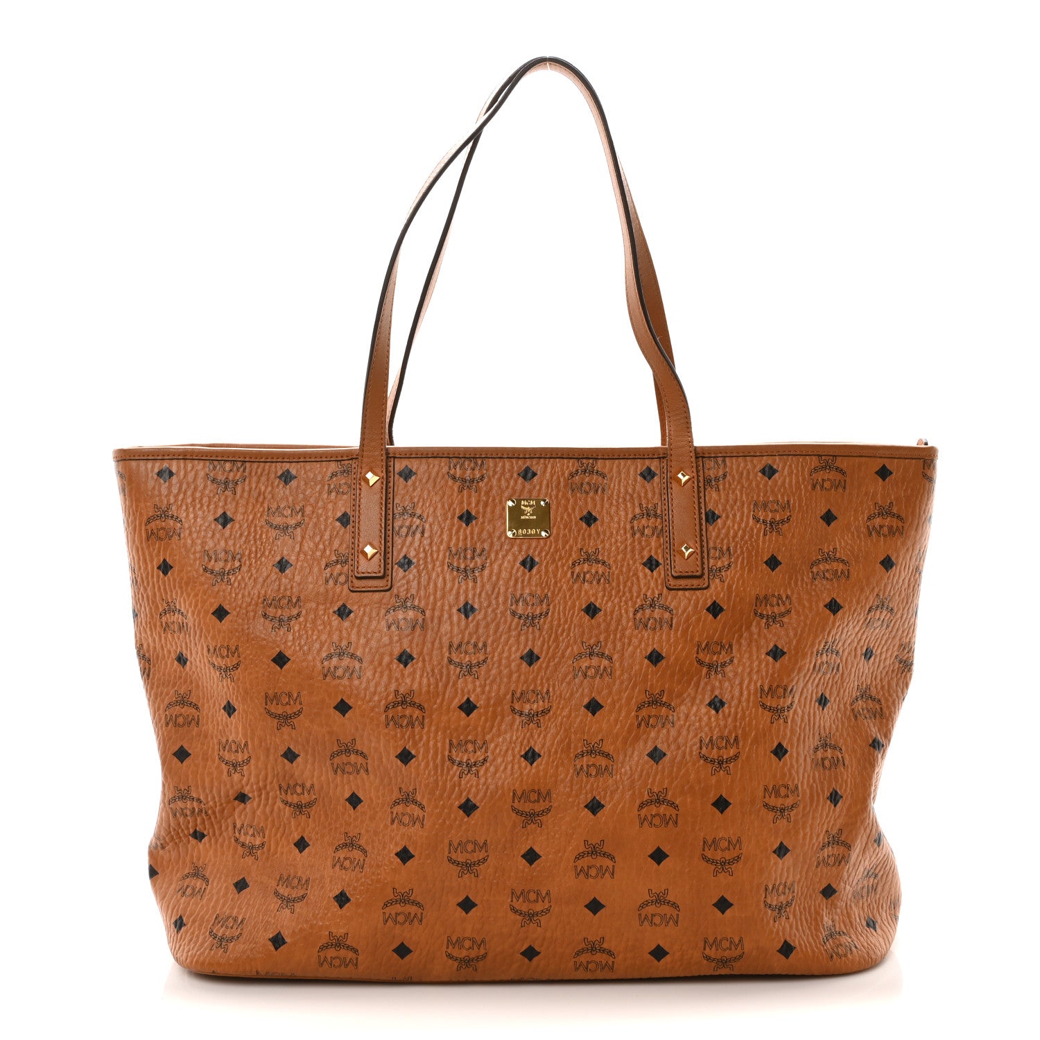 MCM Visetos Large Liz Reversible Shopper Tote Cognac 1 of 10
