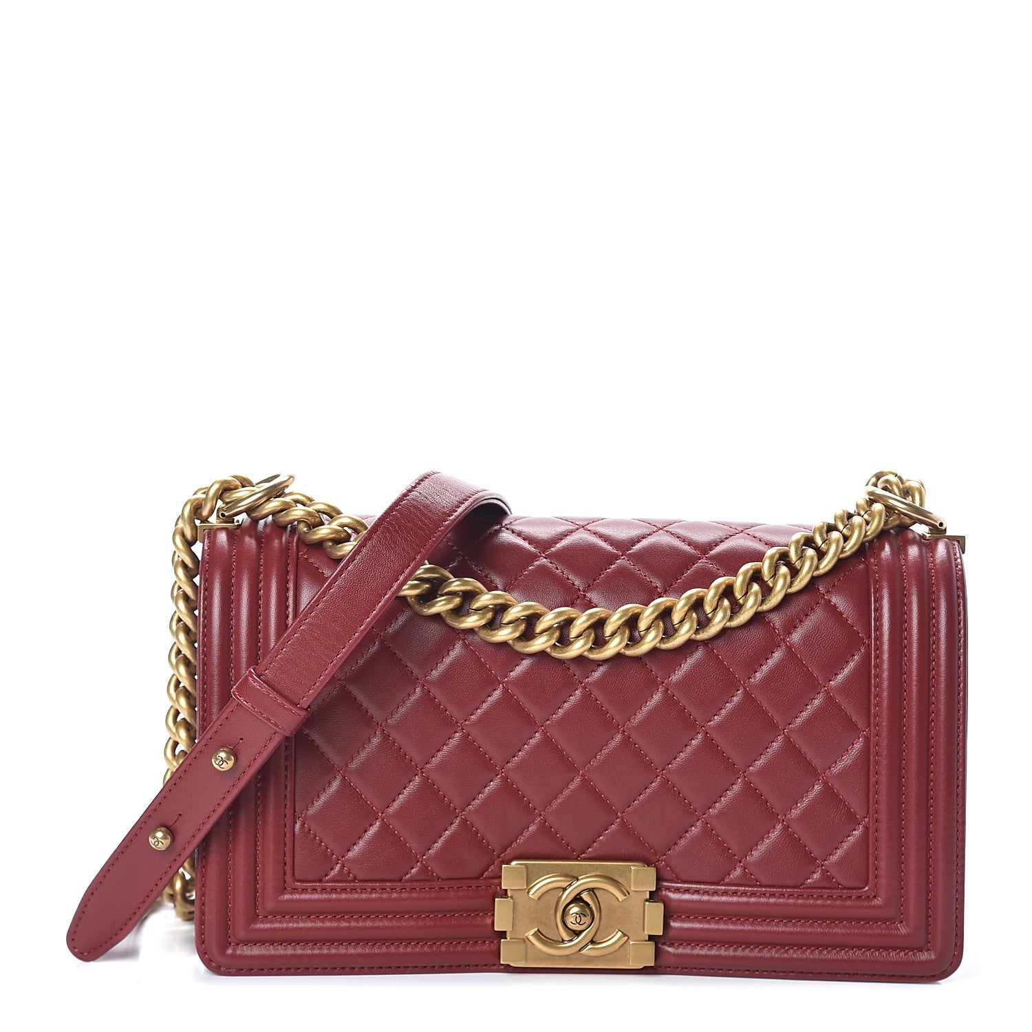 Chanel Lambskin Quilted Medium Boy Flap Dark Red 1 of 9