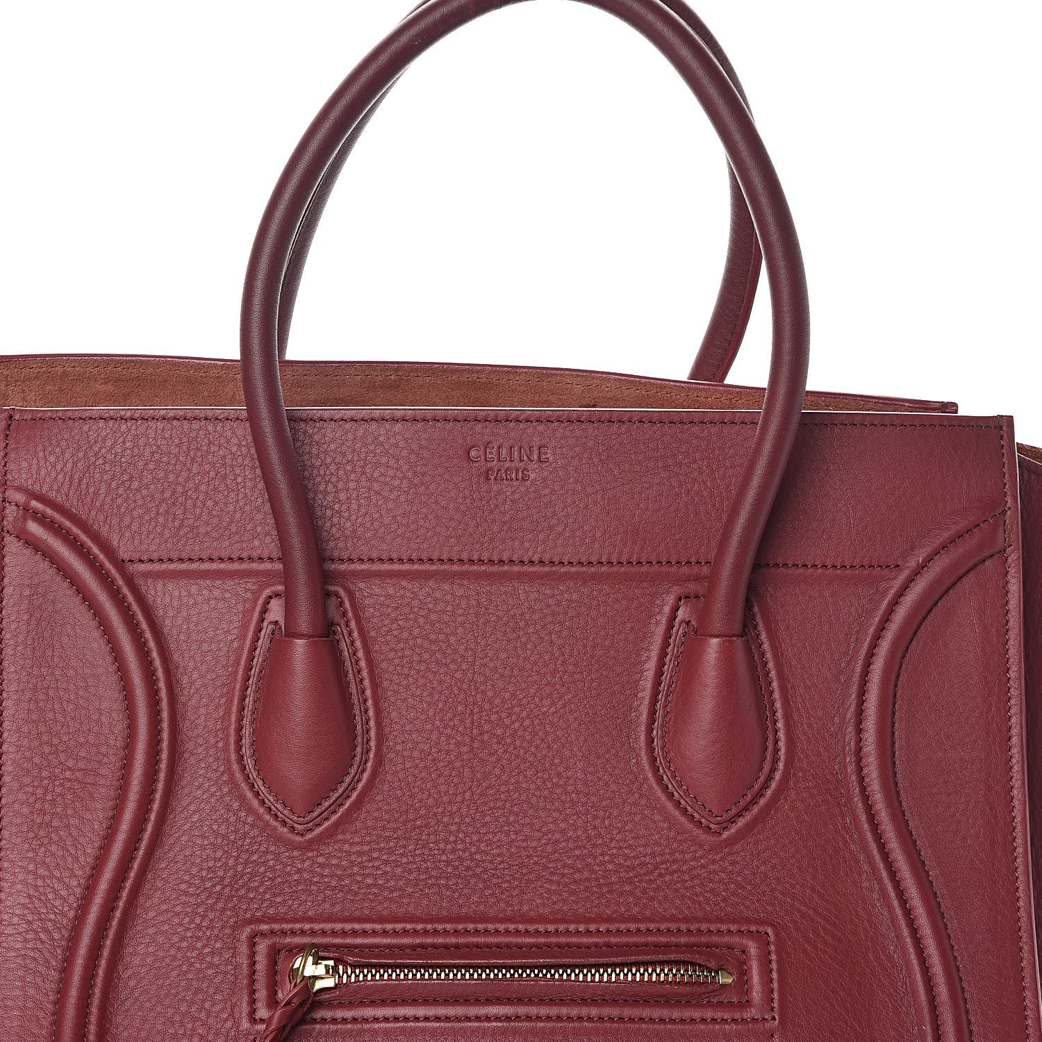 Celine Supple Calfskin Medium Phantom Luggage Burgundy 7 of 9