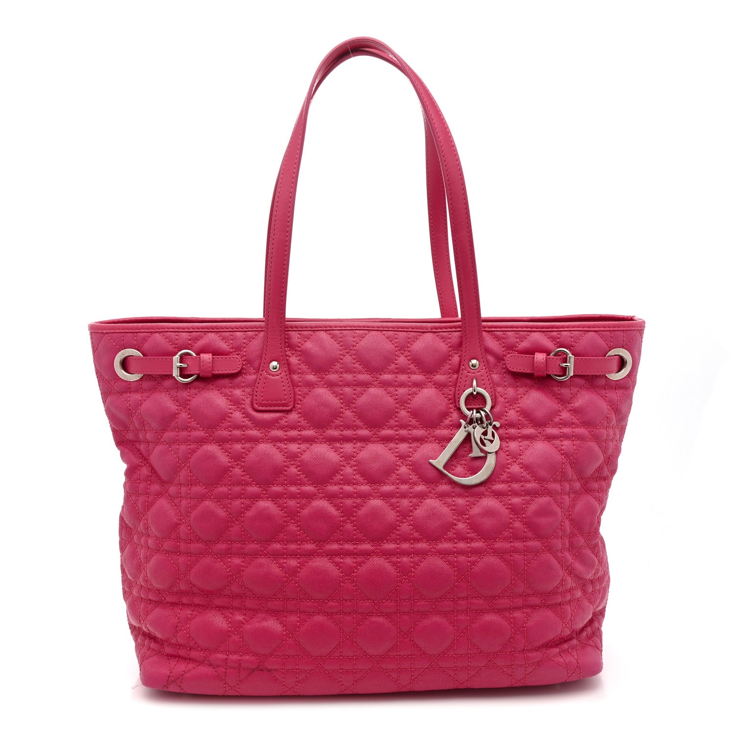 Christian Dior Coated Canvas Cannage Medium Panarea Tote Pink 1 of 15