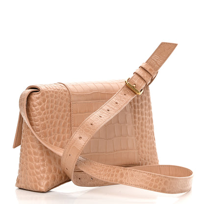 Balenciaga Extra Supple Calfskin Crocodile Embossed XS Downtown Shoulder Bag Nude Beige 3 of 17