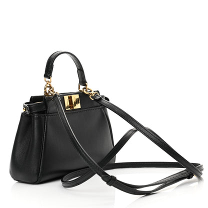 Fendi Nappa Micro Peekaboo Iconic Satchel Black 3 of 12