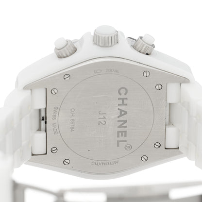 Chanel Stainless Steel Ceramic Diamond 41mm J12 Chronograph Automatic Watch White 4 of 5