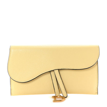Christian Dior Grained Calfskin Saddle Chain Wallet Pouch Yellow 1 of 8