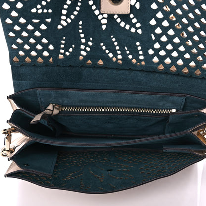 Chloe Calfskin Pineapple Perforated Medium Faye Shoulder Bag Abstract White 5 of 9