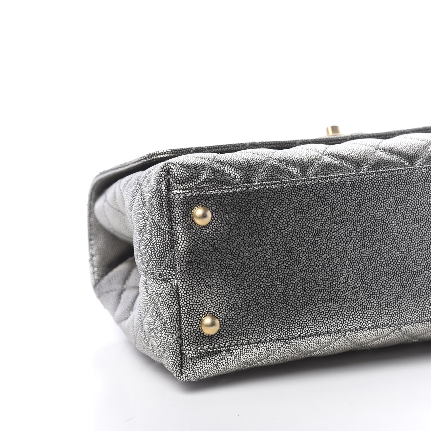 Chanel Metallic Caviar Quilted Small Coco Handle Flap Silver 8 of 11