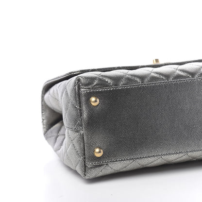 Chanel Metallic Caviar Quilted Small Coco Handle Flap Silver 8 of 11