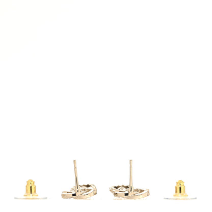 Chanel Metal Crystal CC Tear Drop Earrings Gold 3 of 4