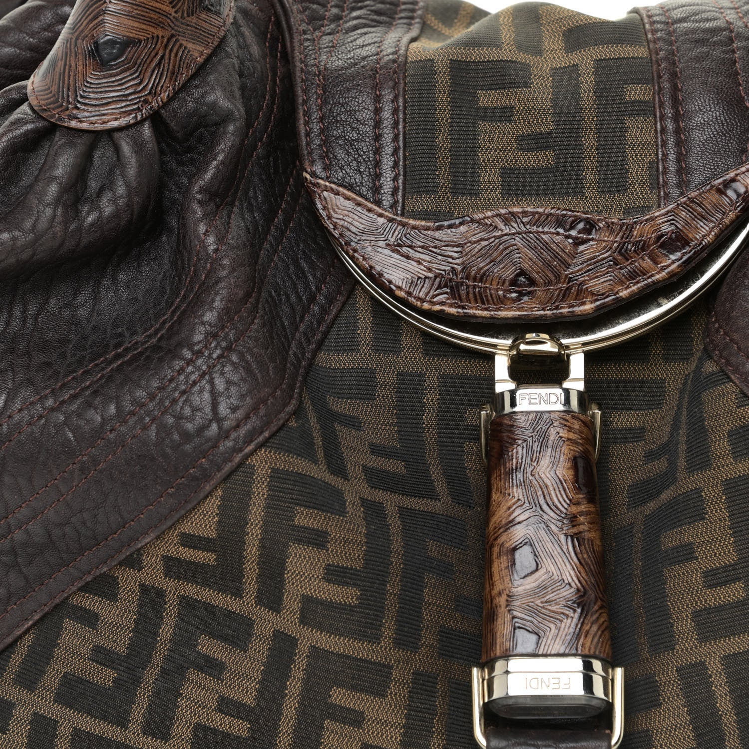 Fendi Zucca Nappa Nuvolata Vitello Tortuga Spy Tobacco Moro 9 of 19