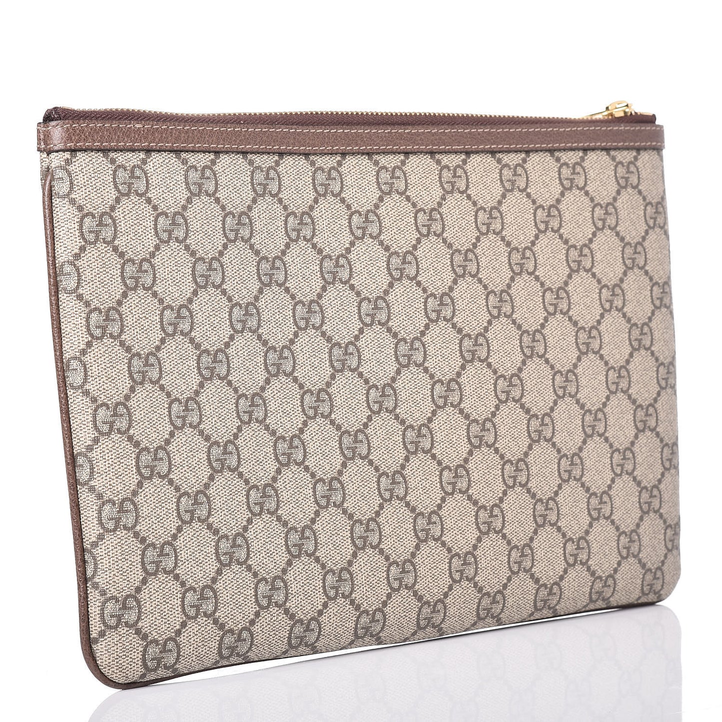 GG Supreme Monogram Large Ophidia Pouch Clutch Brown