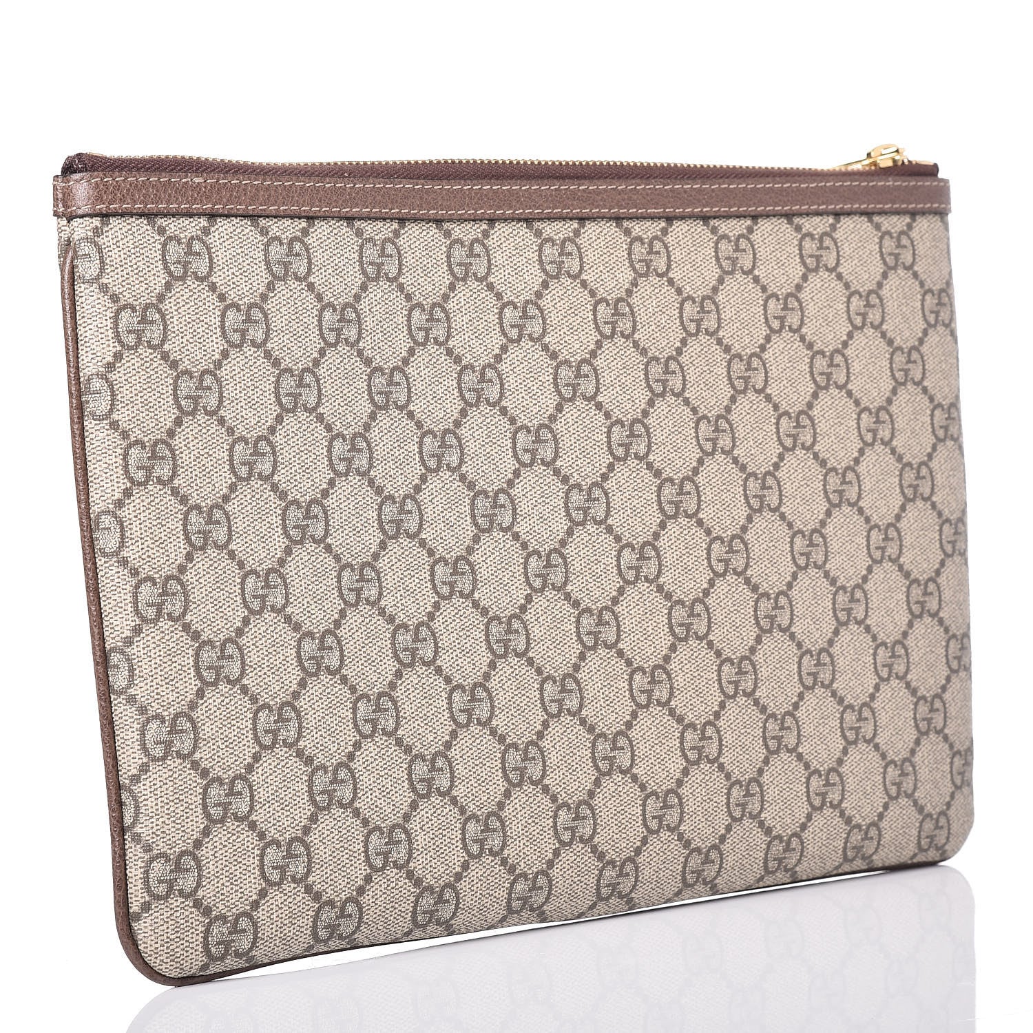 Gucci GG Supreme Monogram Large Ophidia Pouch Clutch Brown 3 of 9