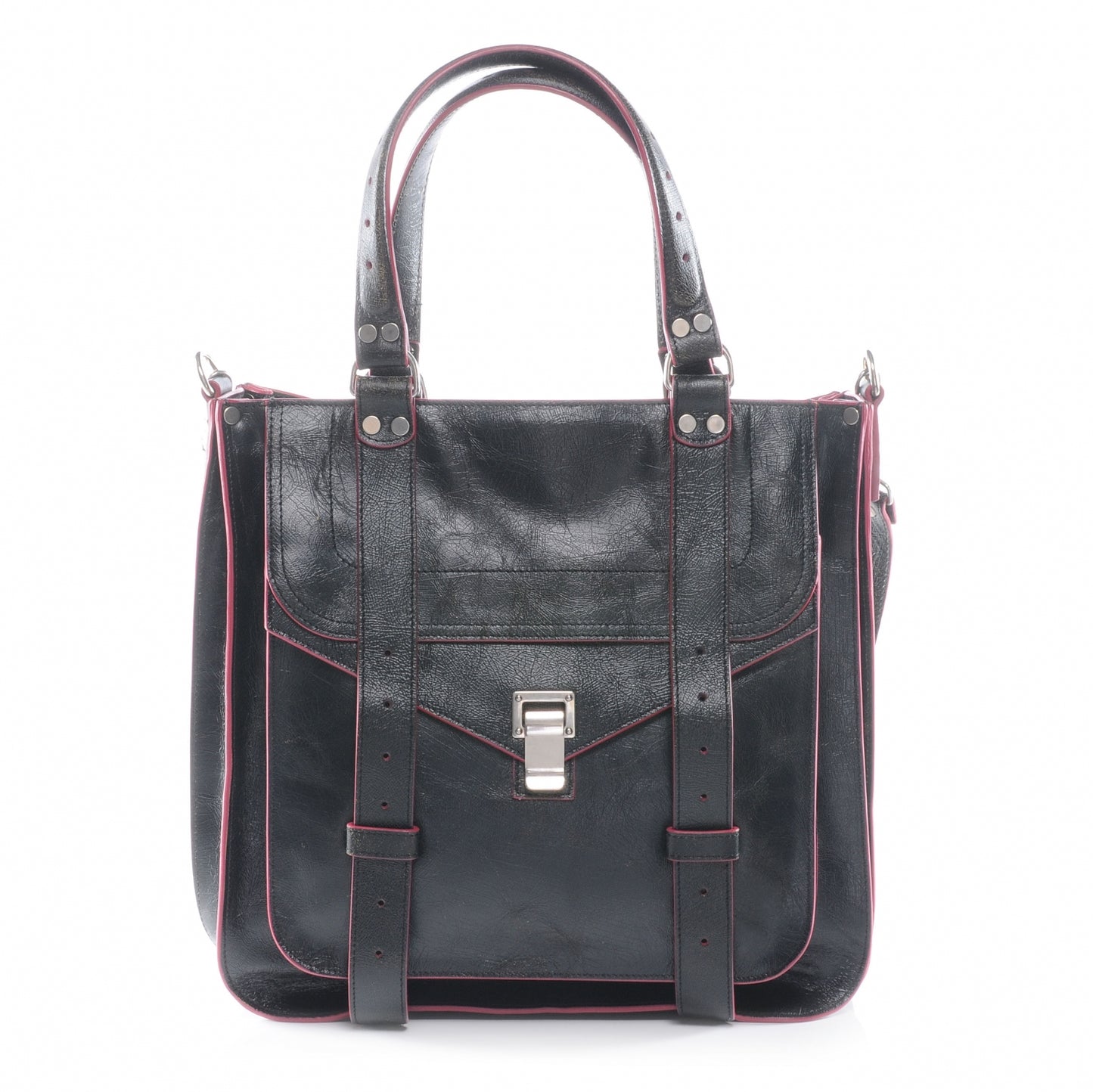 Leather PS1 Tote Black and Pink
