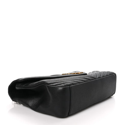 Saint Laurent Sheepskin Matelasse Chevron Monogram Large College Satchel Black 4 of 11