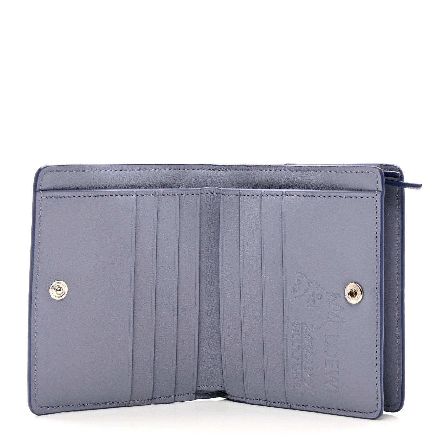 Loewe X HOWLS MOVING CASTLE Satin Calfskin Calcifer Compact Zip Wallet Marine 5 of 7