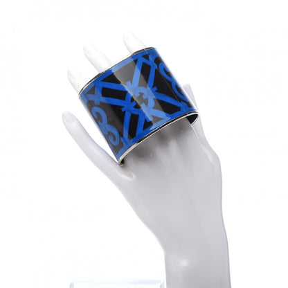 Hermes Enamel Printed Mega Wide Balcons du Guadalquivir Bracelet 62 Blue 2 of 6
