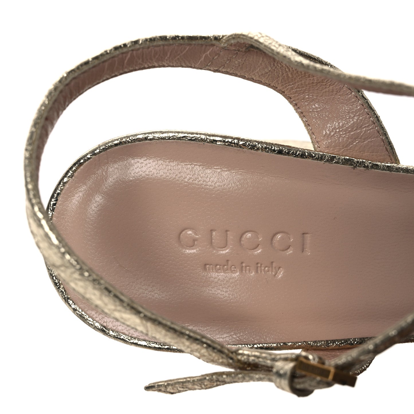 Galassia GG Marmont Ankle Wrap 75mm Sandals 37 Platino
