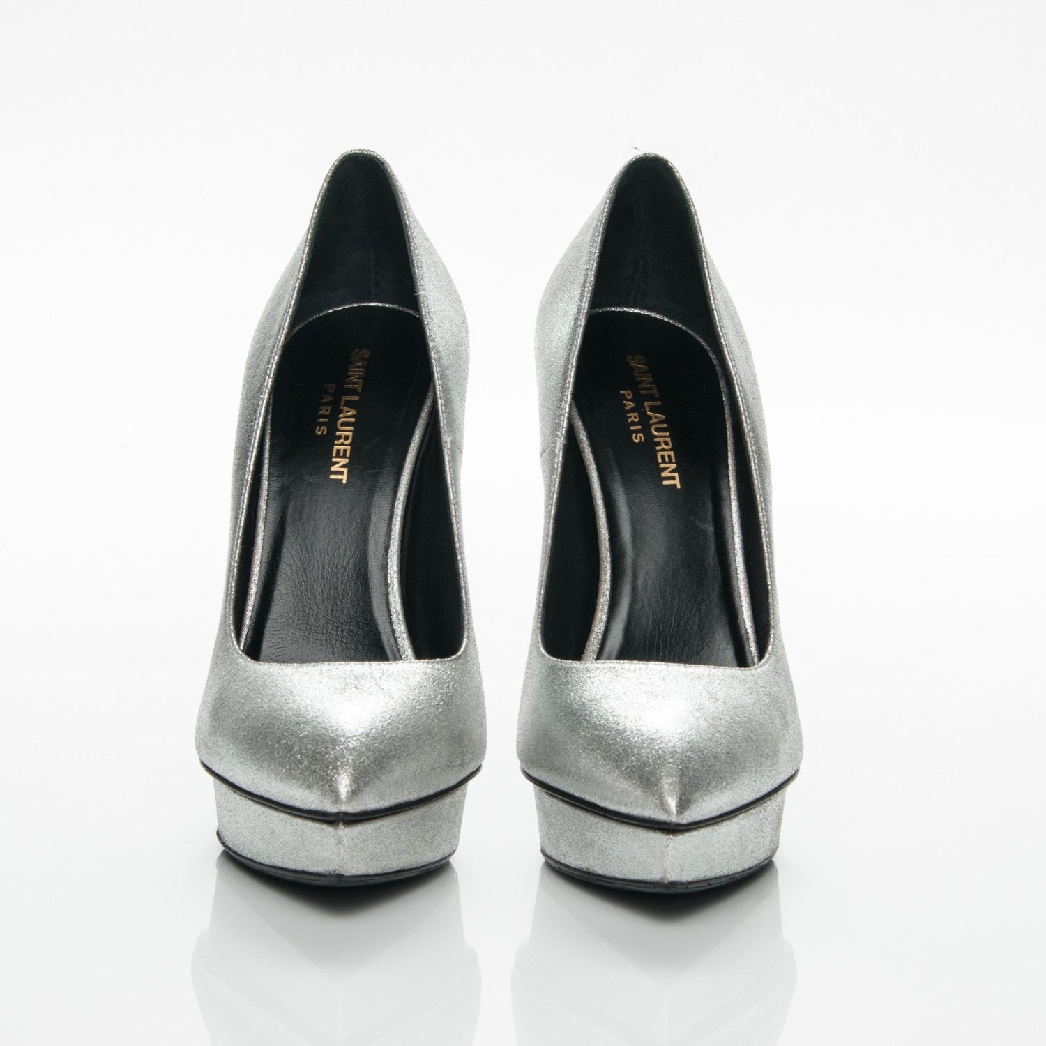 Saint Laurent Metallic Calfskin Janis 105 Pumps 40 Silver 2 of 6