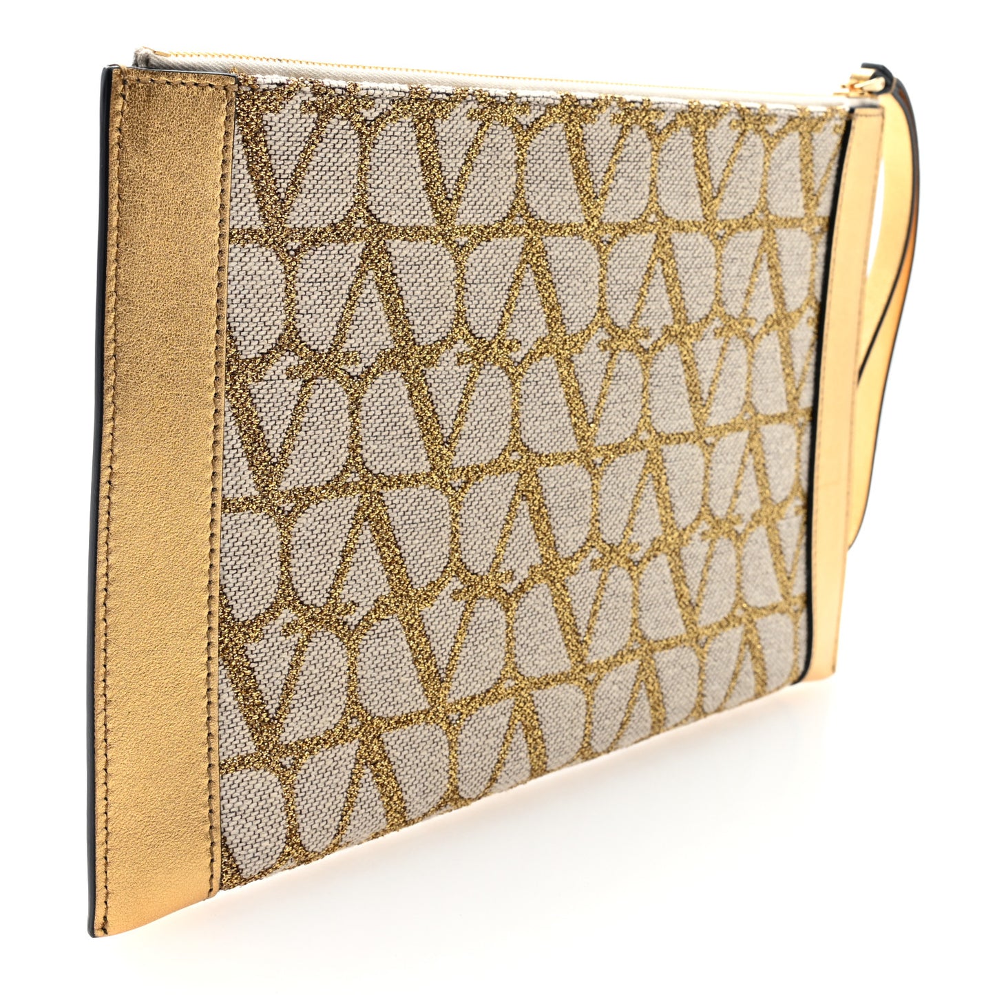 Metallic Canvas Iconographe Vlogo Pouch Gold