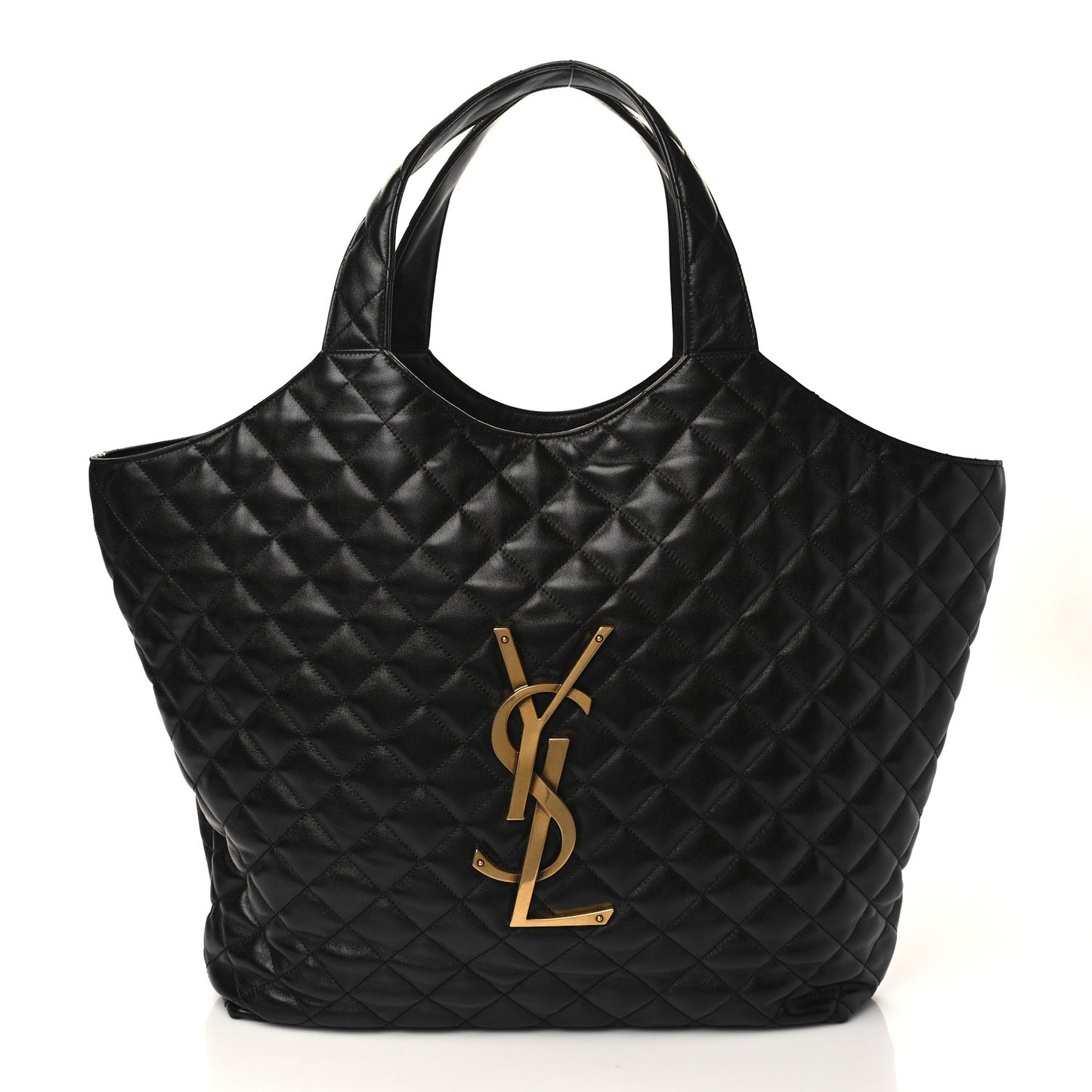 Lambskin Quilted Maxi Icare Shopping Tote Black