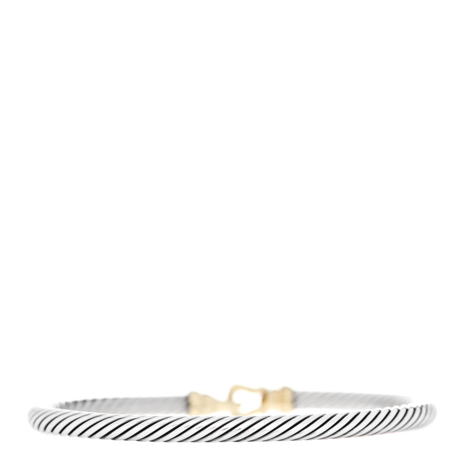 David Yurman Sterling Silver 18K Yellow Gold 4mm Cable Classic Buckle Bracelet 2 of 4