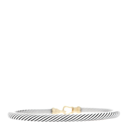David Yurman Sterling Silver 18K Yellow Gold 4mm Cable Classic Buckle Bracelet 2 of 4