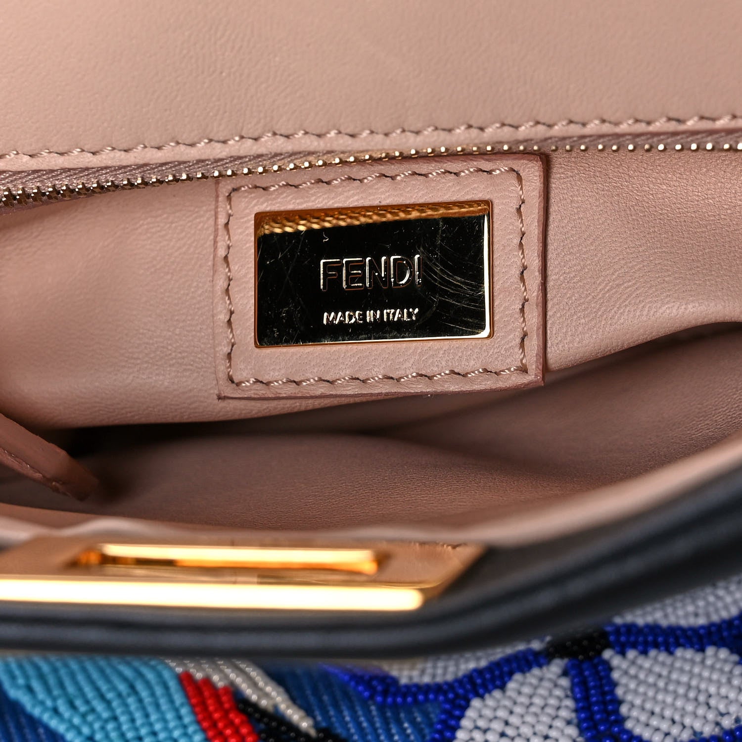 Fendi Denim Beaded QuTweet Mini Peekaboo Iconic Satchel Blue 7 of 16