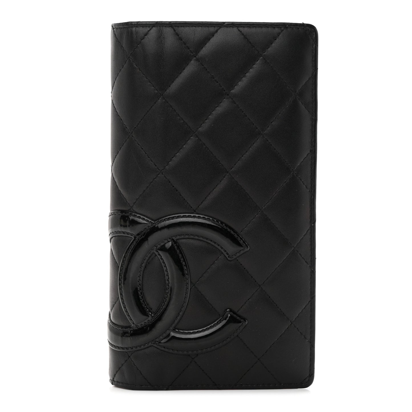 Calfskin Quilted Cambon Yen Wallet Black
