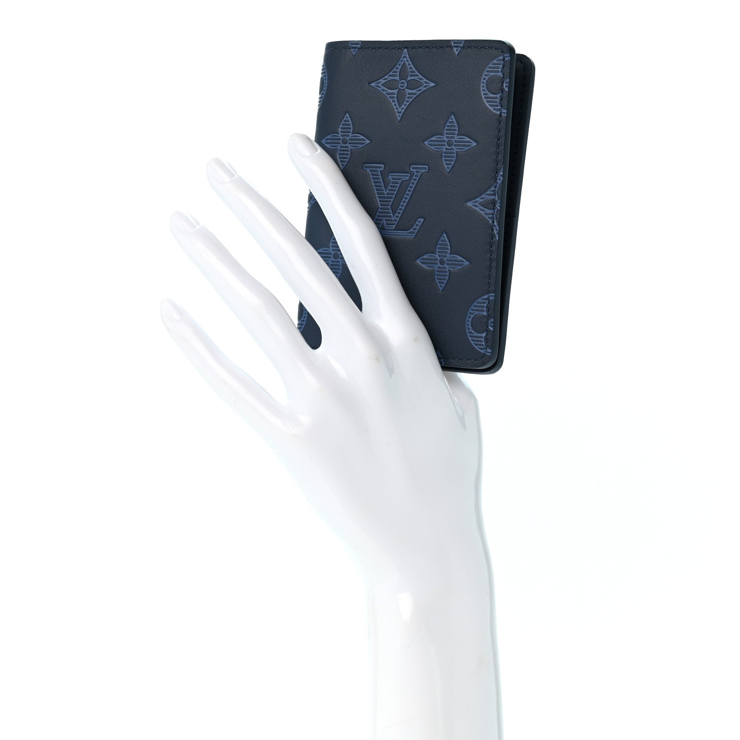 Louis Vuitton Calfskin Monogram Shadow Pocket Organizer Blue 2 of 8