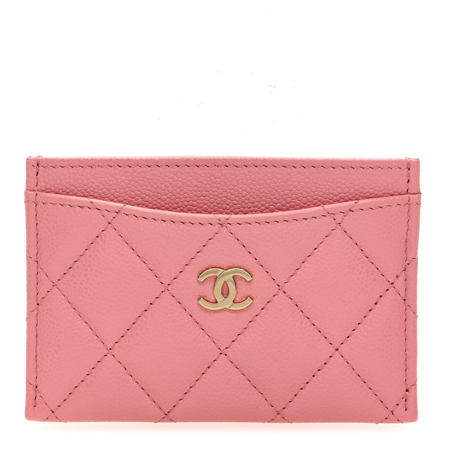 Caviar Quilted Card Holder Pink