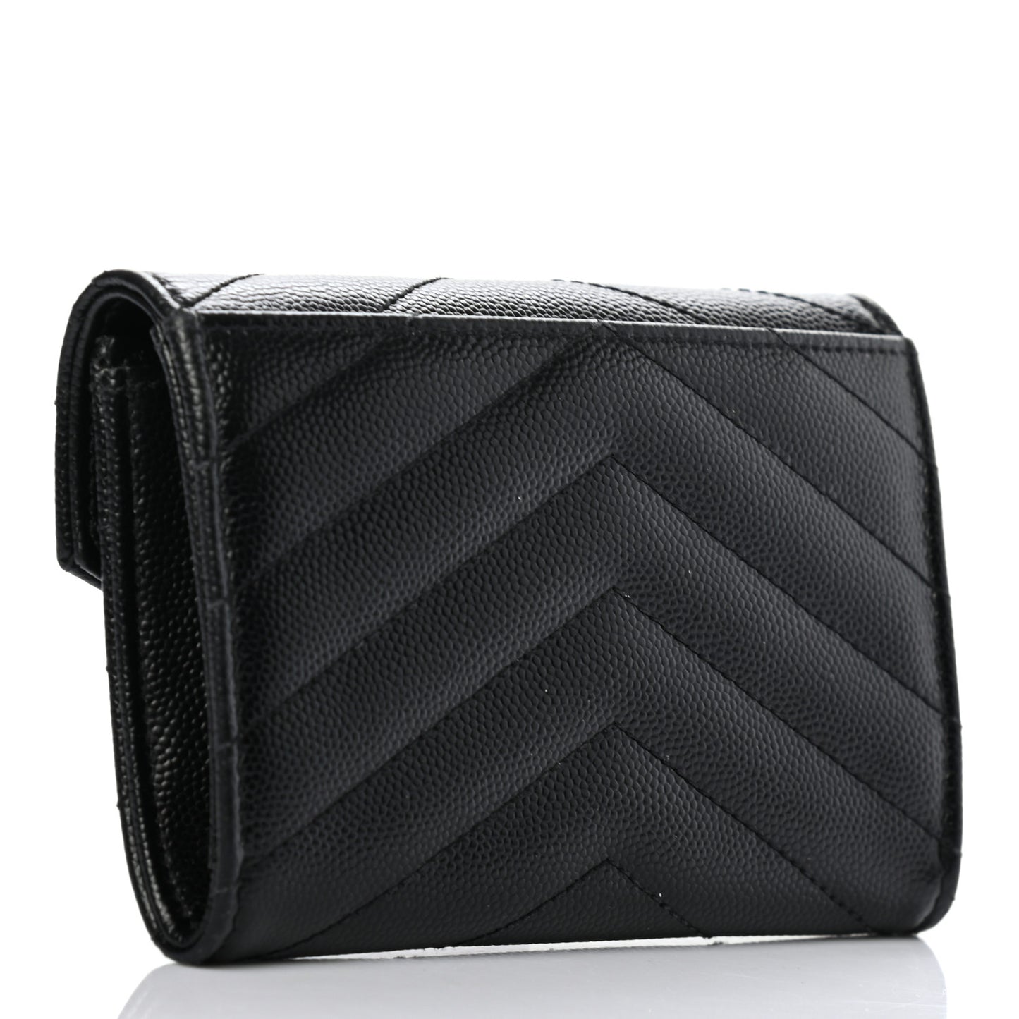 Grain De Poudre Matelasse Chevron Small Monogram Envelope Wallet Black