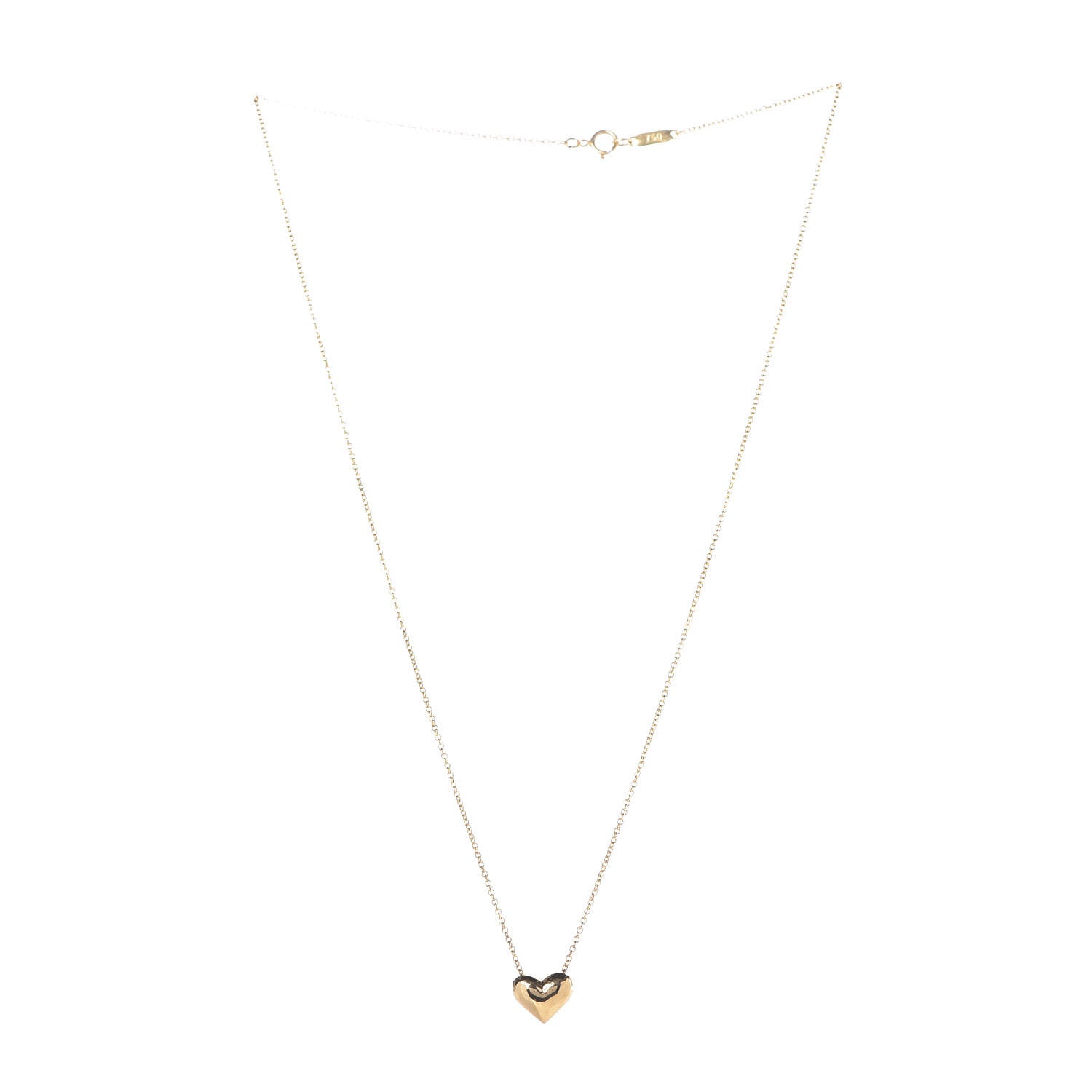 Tiffany 18K Yellow Gold Small Puff Heart Pendant Necklace 3 of 7