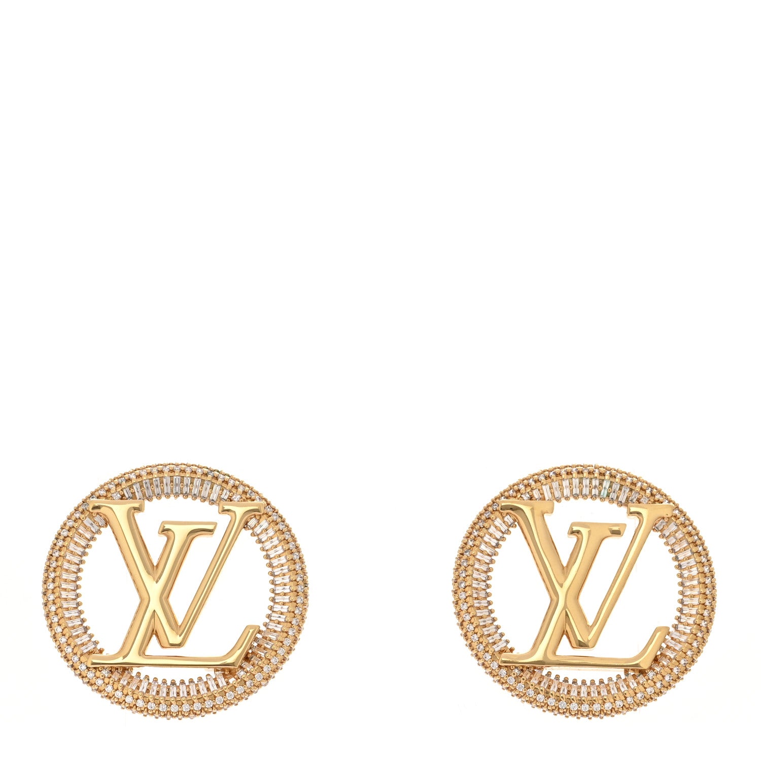 Louis Vuitton Metal Crystal Louise By Night Earrings Gold 1 of 5