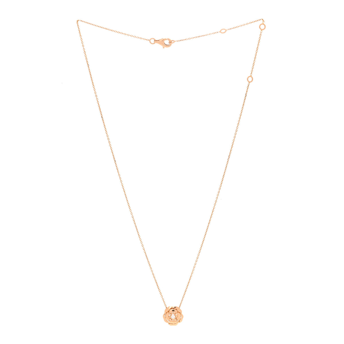 18K Rose Gold Diamond Extrait de Camelia Pendant Necklace