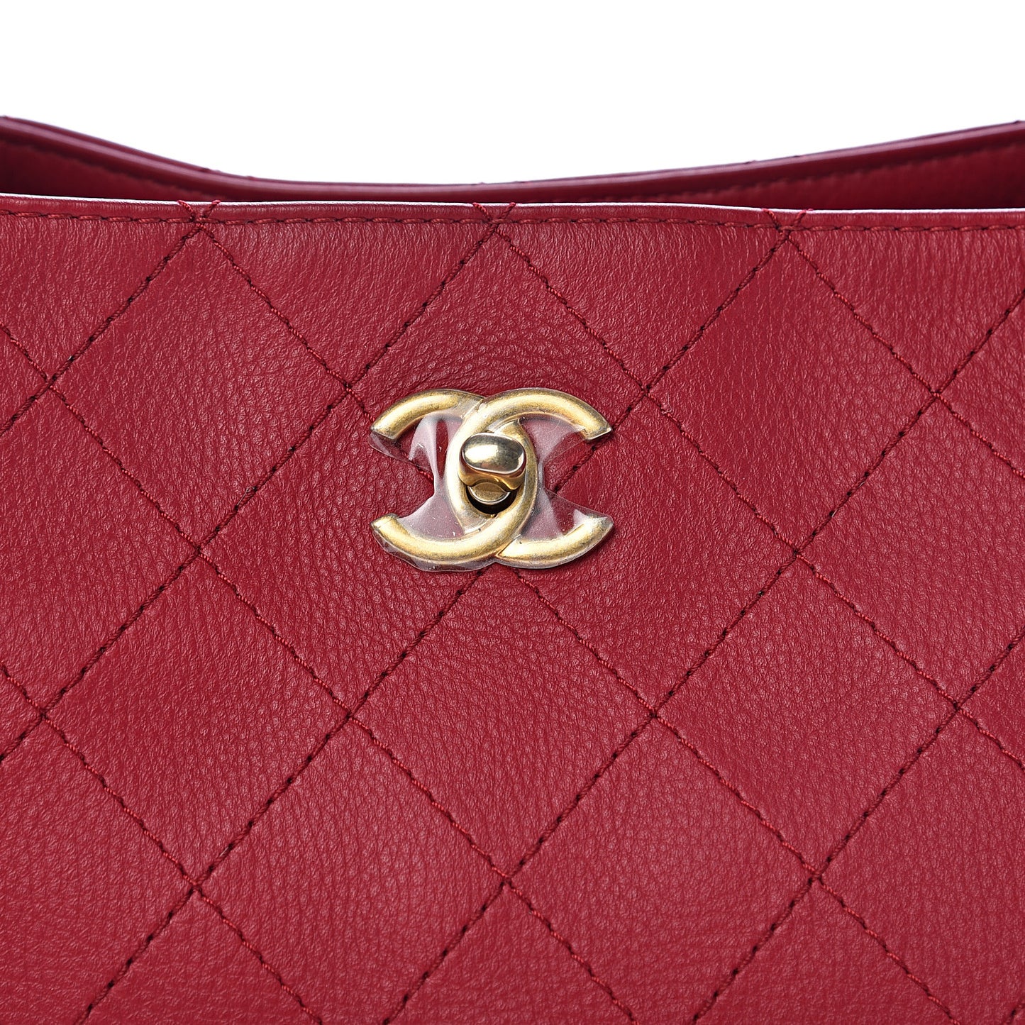 Grained Calfskin Stitched Supple Rock Shopping Tote Burgundy