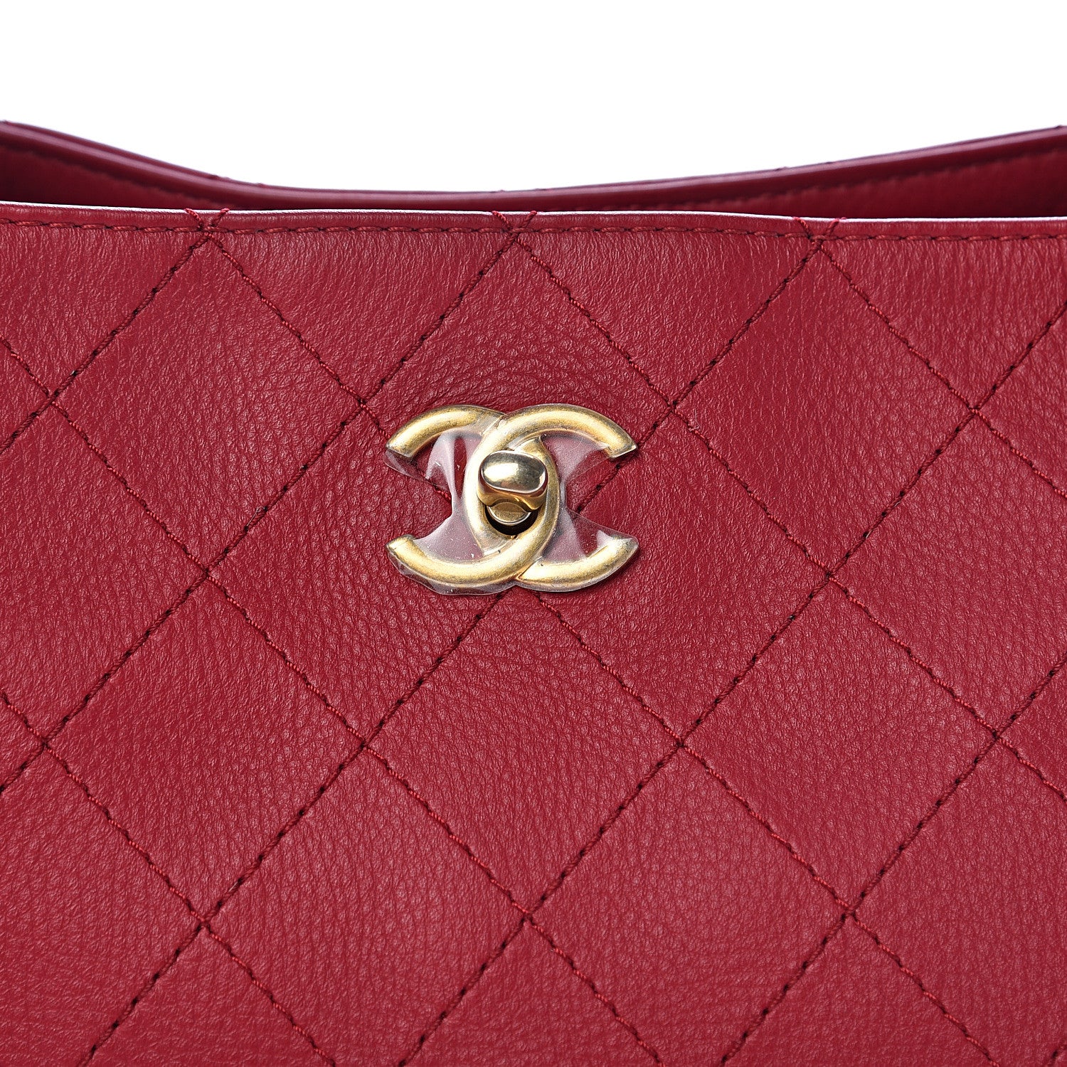 Chanel Grained Calfskin Stitched Supple Rock Shopping Tote Burgundy 11 of 12