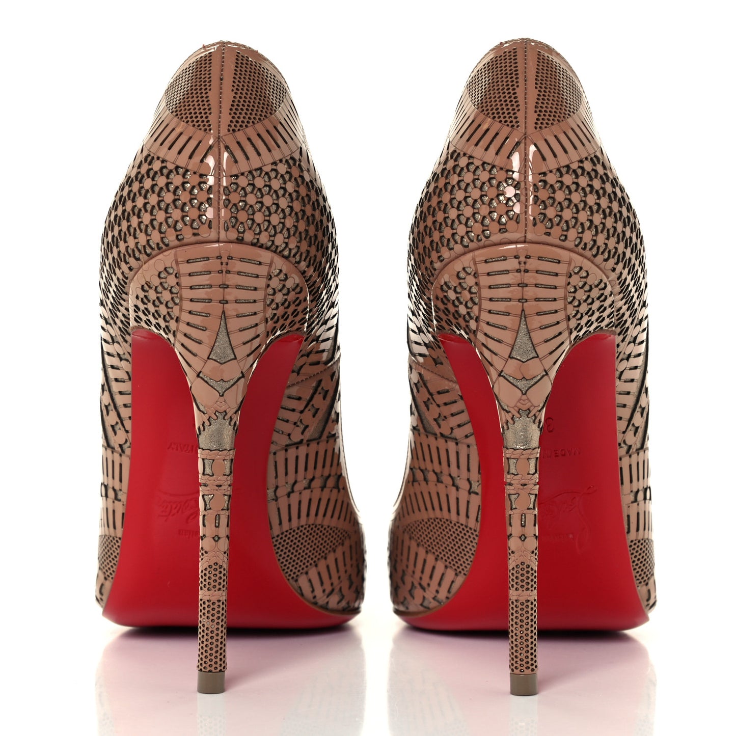 Patent Suede Burma Laser Cut Kristali 120 Pumps 36 Nude