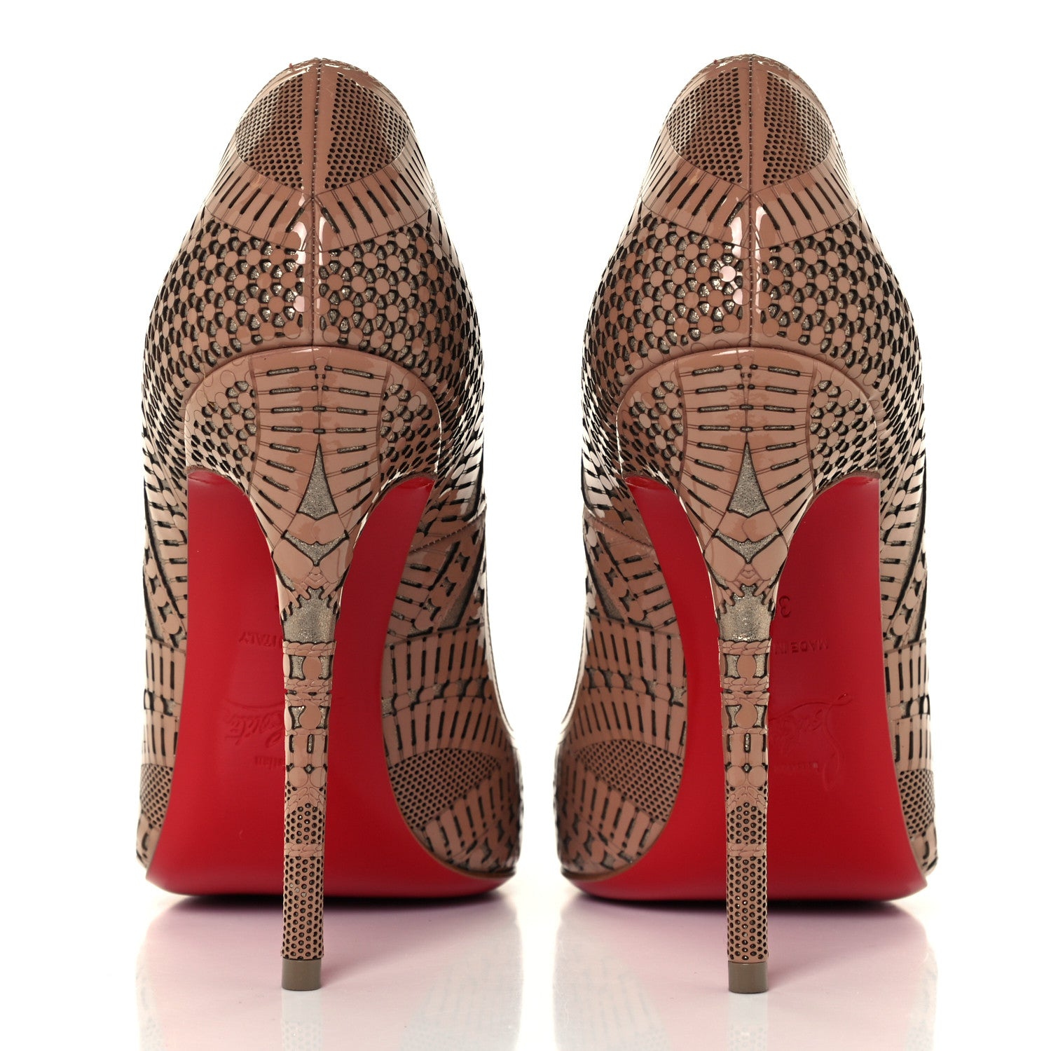 Christian Louboutin Patent Suede Burma Laser Cut Kristali 120 Pumps 36 Nude 6 of 10