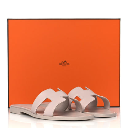 Hermes Box Calfskin Oran Sandals 36.5 Rose Pale 9 of 9