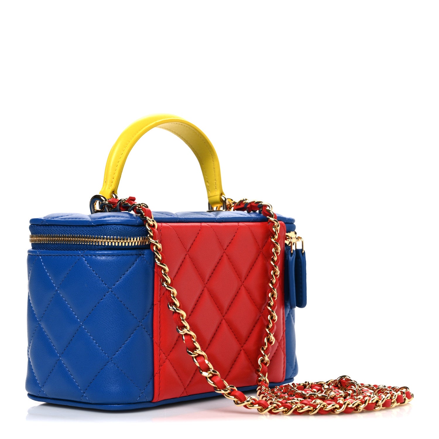 Chanel Lambskin Quilted Superman Top Handle Vanity Blue Red Yellow 3 of 11