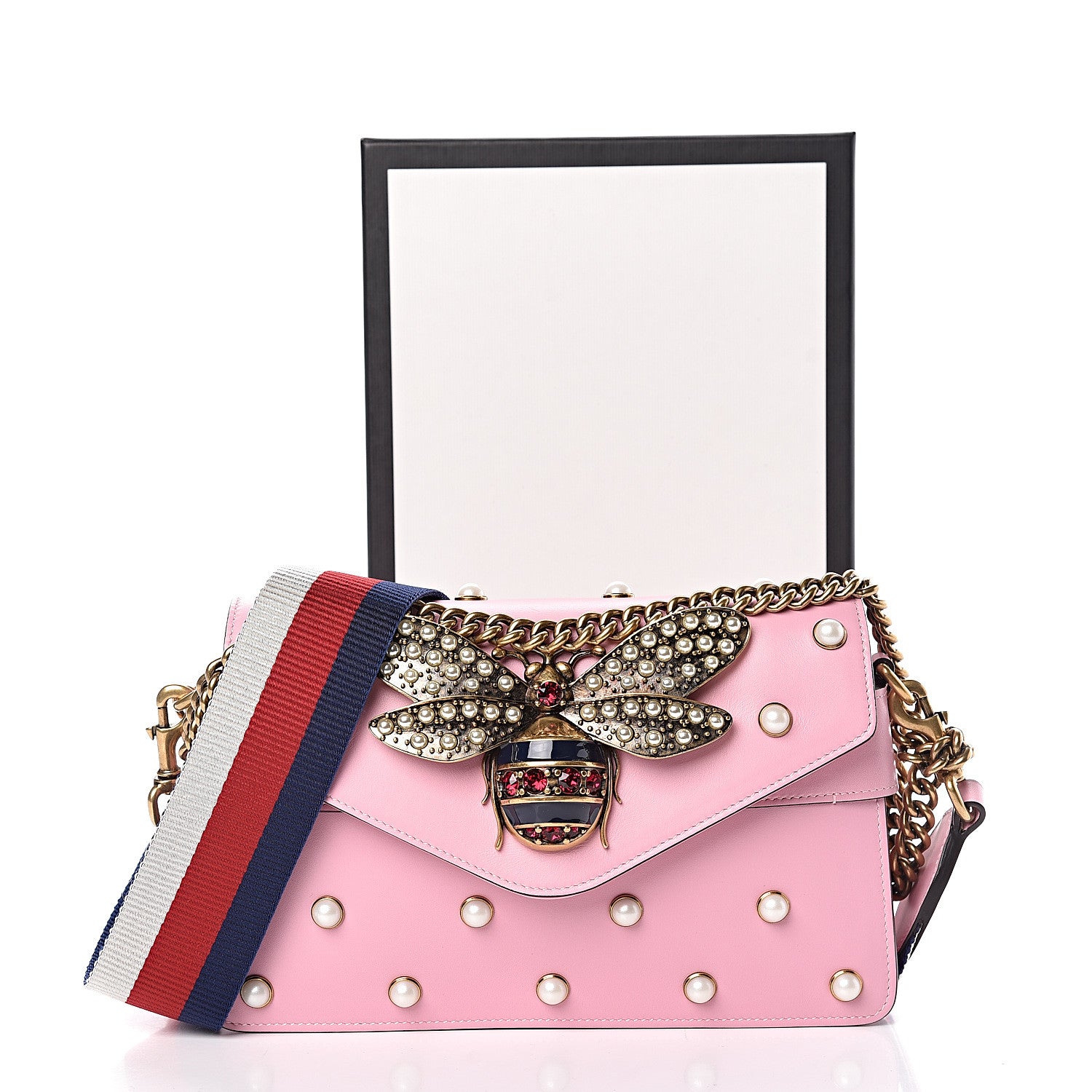 Gucci Nappa Pearl Studded Mini Queen Margaret Broadway Shoulder Bag Sugar Pink 11 of 11
