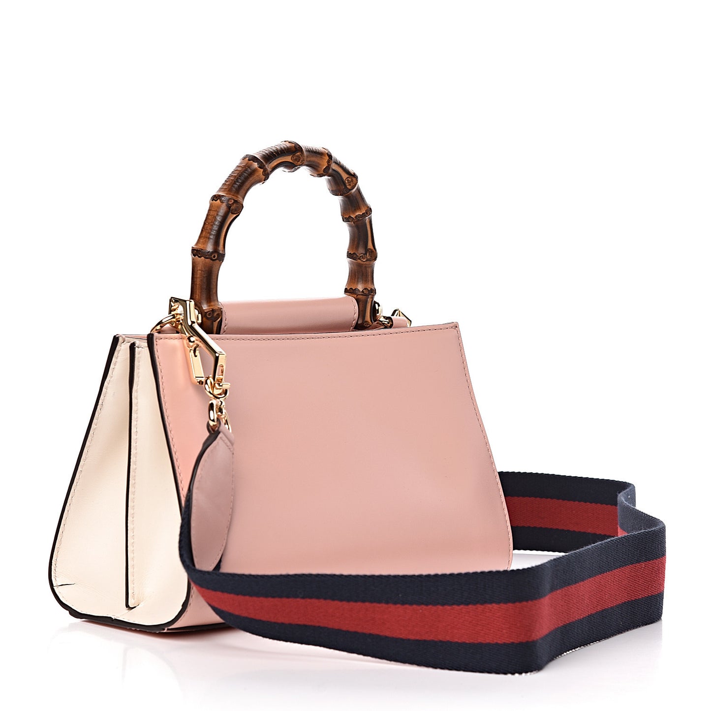 Nappa Bamboo Web Mini Nymphaea Top Handle Bag Perfect Pink Mystic White